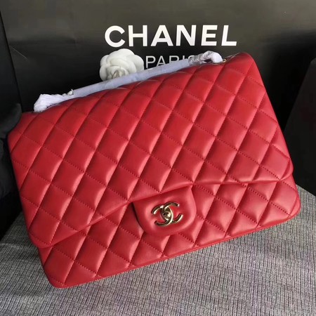 Chanel Maxi Quilted Classic Flap Bag Red Sheepskin Leather A58601 Gold