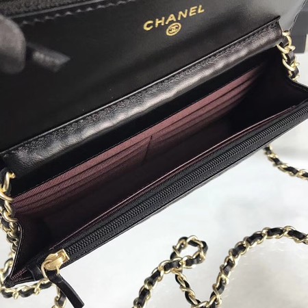 Chanel V mini Flap Bag Black Chevron Cannage Pattern A33814V Black