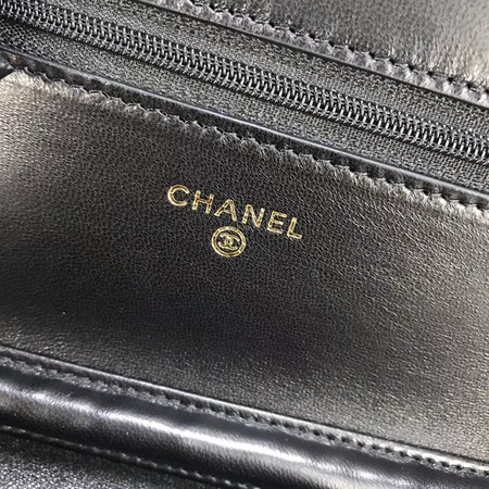 Chanel V mini Flap Bag Black Chevron Cannage Pattern A33814V Black