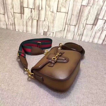 Gucci Lady Web Hand-Stained Leather Shoulder Bag 380573 Brown