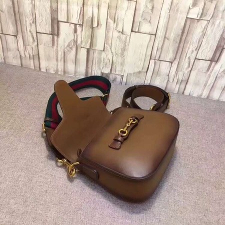 Gucci Lady Web Hand-Stained Leather Shoulder Bag 380573 Brown