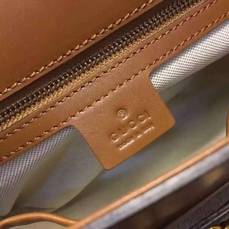 Gucci Lady Web Hand-Stained Leather Shoulder Bag 380573 Brown