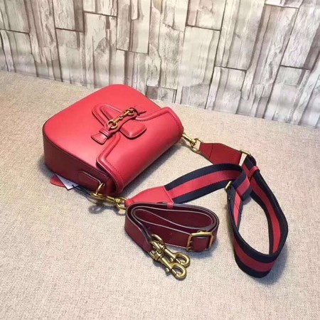 Gucci Lady Web Hand-Stained Leather Shoulder Bag 380573 Red