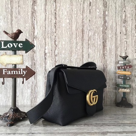 Gucci GG Marmont Leather Shoulder Bag 401173 Black