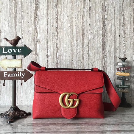 Gucci GG Marmont Leather Shoulder Bag 401173 Red