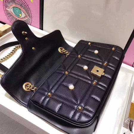 Gucci GG Marmont Small Matelasse Shoulder Bag 443497 Black
