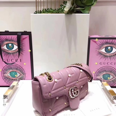 Gucci GG Marmont Small Matelasse Shoulder Bag 443497 Pink