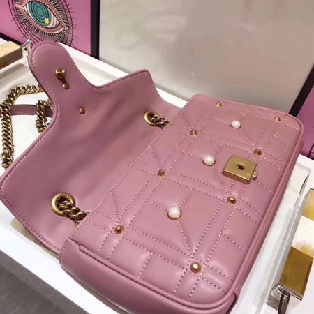 Gucci GG Marmont Small Matelasse Shoulder Bag 443497 Pink