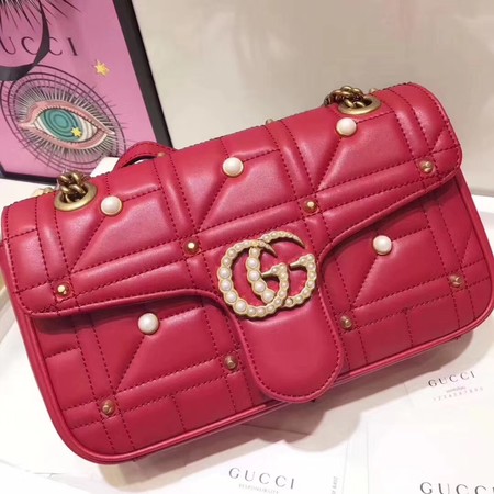Gucci GG Marmont Small Matelasse Shoulder Bag 443497 Red