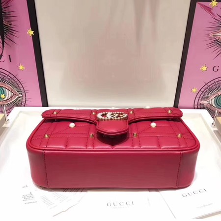 Gucci GG Marmont Small Matelasse Shoulder Bag 443497 Red