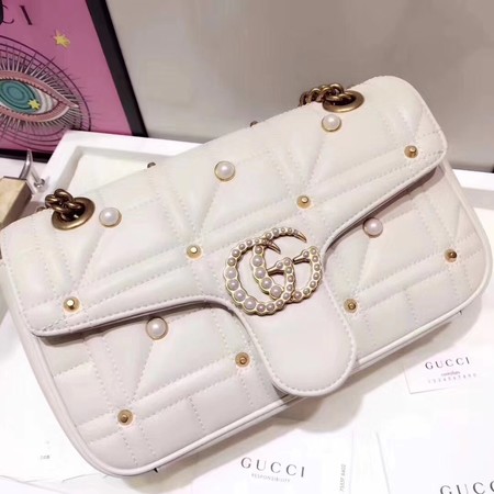 Gucci GG Marmont Small Matelasse Shoulder Bag 443497 White