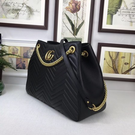 Gucci GG Marmont Medium Matelasse Shoulder Bag 453569 Black