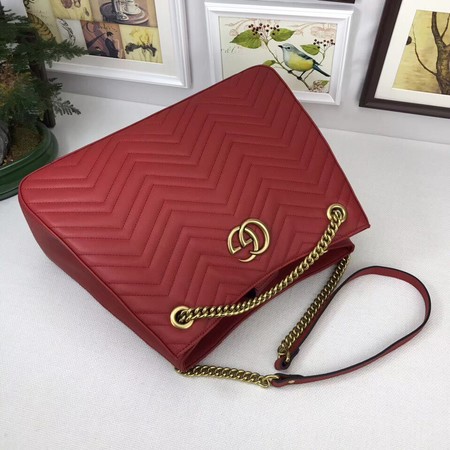 Gucci GG Marmont Medium Matelasse Shoulder Bag 453569 Red