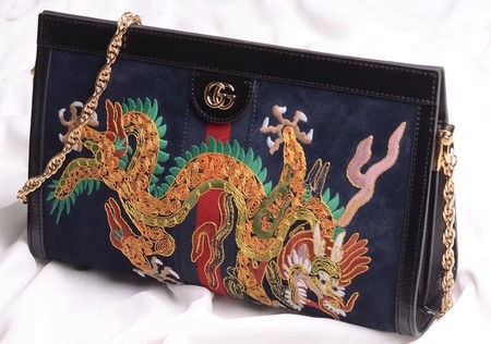 Gucci Ophidia Embroidered Medium Shoulder Bag 503876 Black