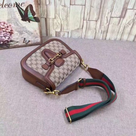 Gucci GG Lady Web Hand-Stained Leather Shoulder Bag 380573 Brown