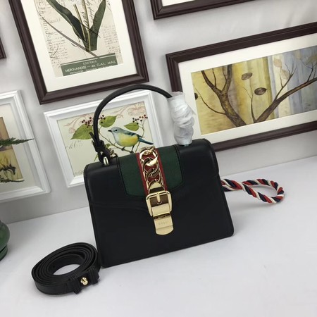 Gucci Sylvie Lather mini Bag 470270 Black