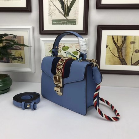 Gucci Sylvie Lather mini Bag 470270 Blue