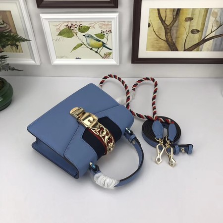 Gucci Sylvie Lather mini Bag 470270 Blue