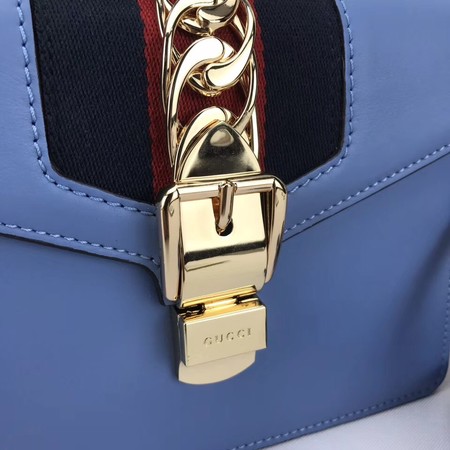 Gucci Sylvie Lather mini Bag 470270 Blue