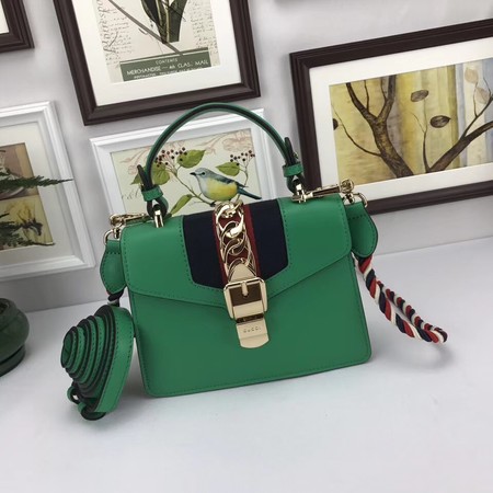 Gucci Sylvie Lather mini Bag 470270 Green