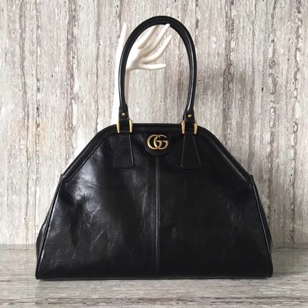 Gucci Calfskin Leather Top Handle Bag 501015 Black