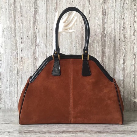 Gucci Suede Leather Top Handle Bag 501015 Brown