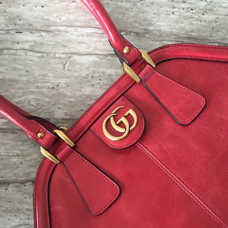 Gucci Suede Leather Top Handle Bag 501015 Red