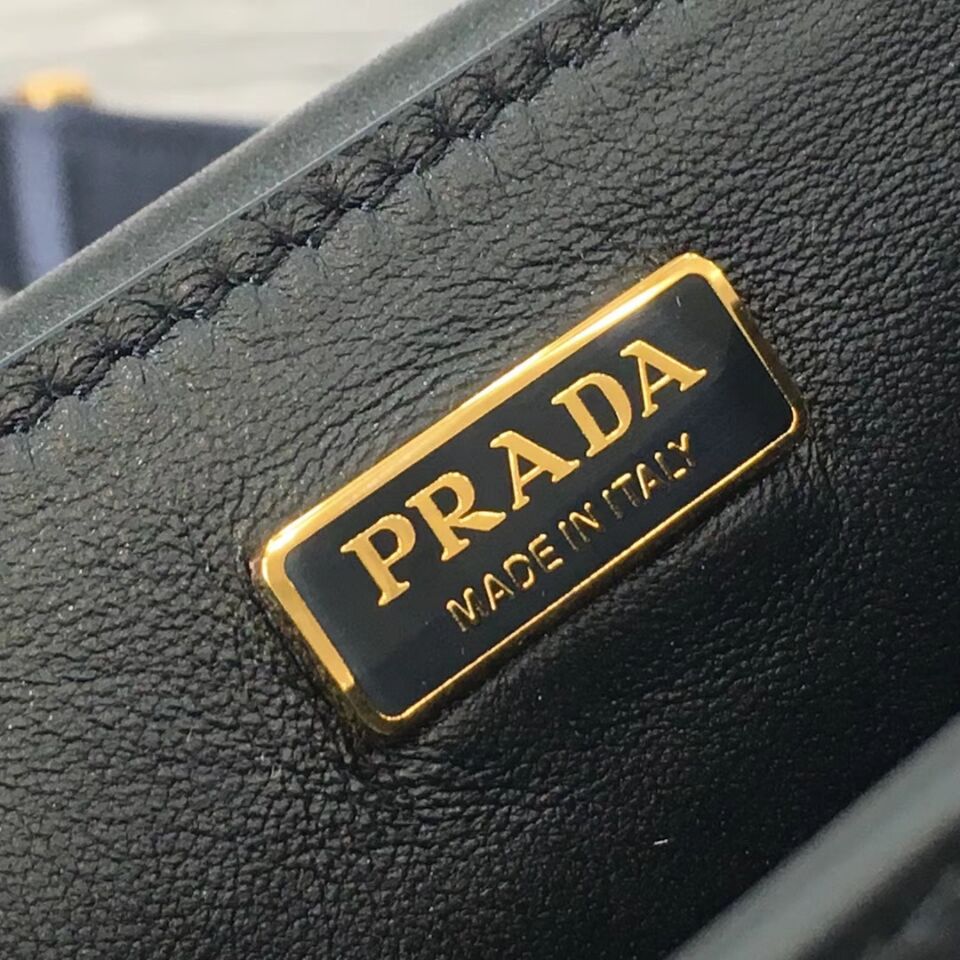 Prada Cahier Leather Shoulder Bag 1BD045 Black