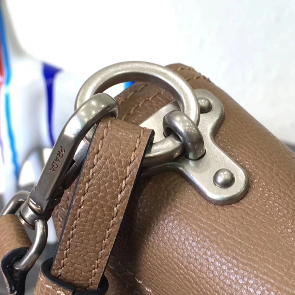 Prada Cahier Leather Shoulder Bag 1BD095 Apricot