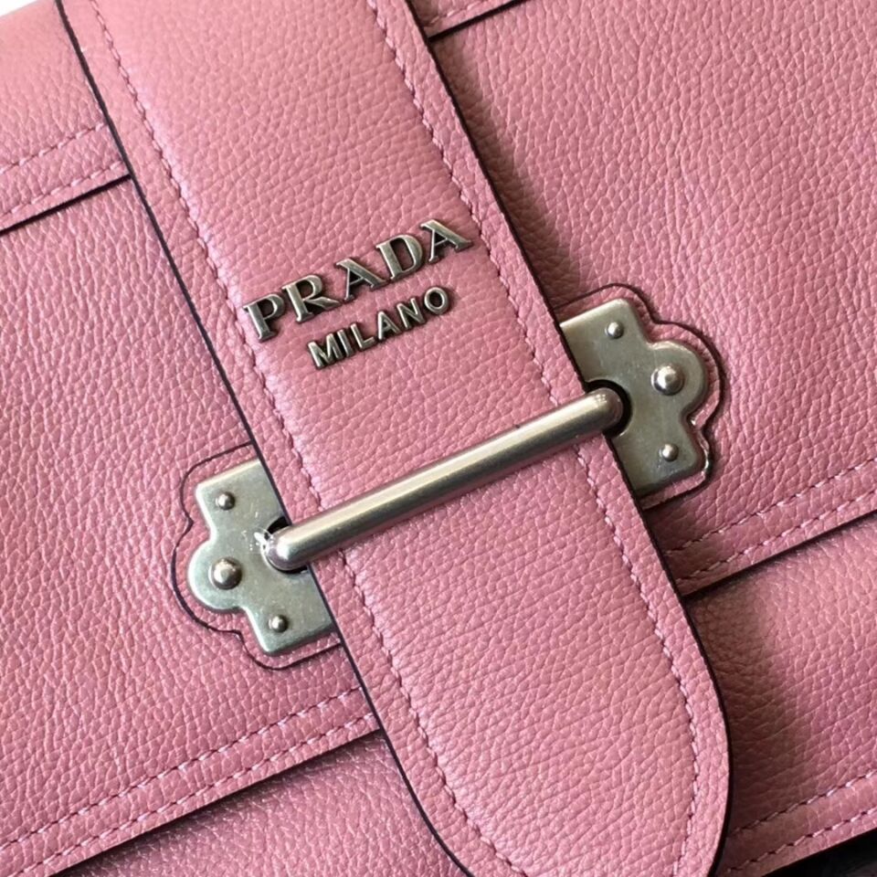 Prada Cahier Leather Shoulder Bag 1BD095 Pink