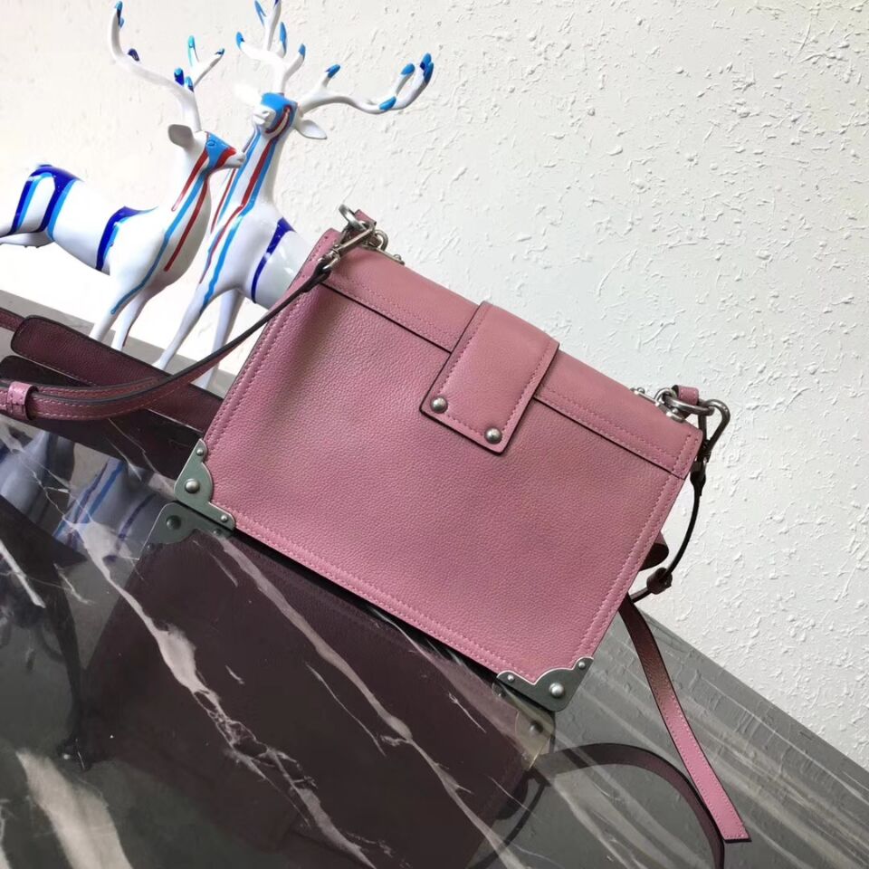 Prada Cahier Leather Shoulder Bag 1BD095 Pink