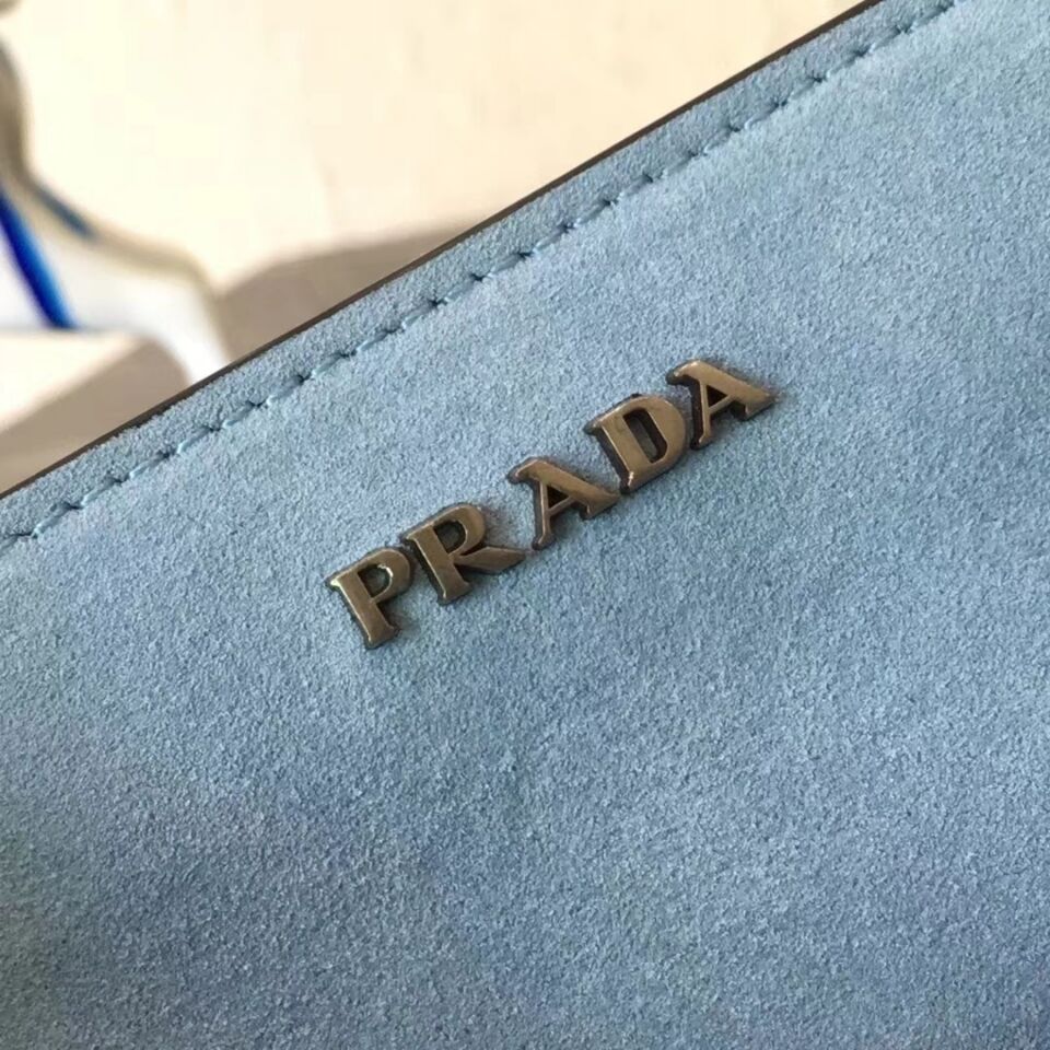 Prada Cahier Leather Shoulder Bag 1BD095 SkyBlue