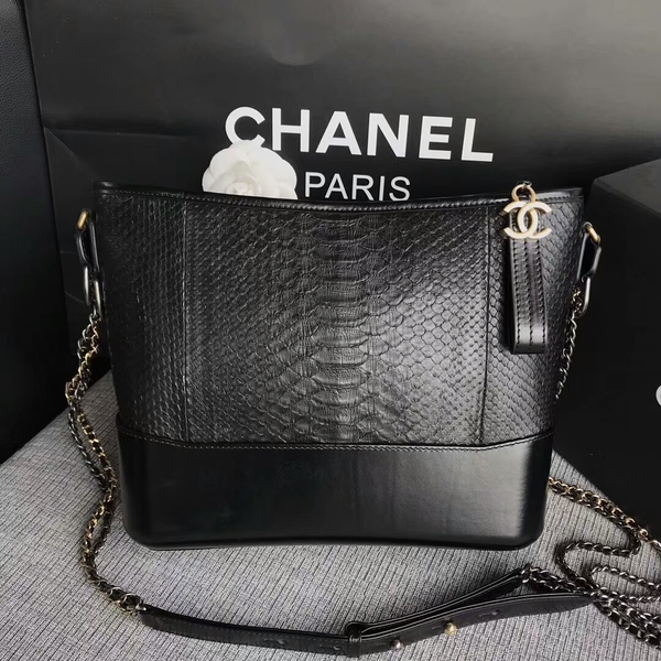 Chanel Gabrielle Shoulder Bag Original Python Leather A93842 Black