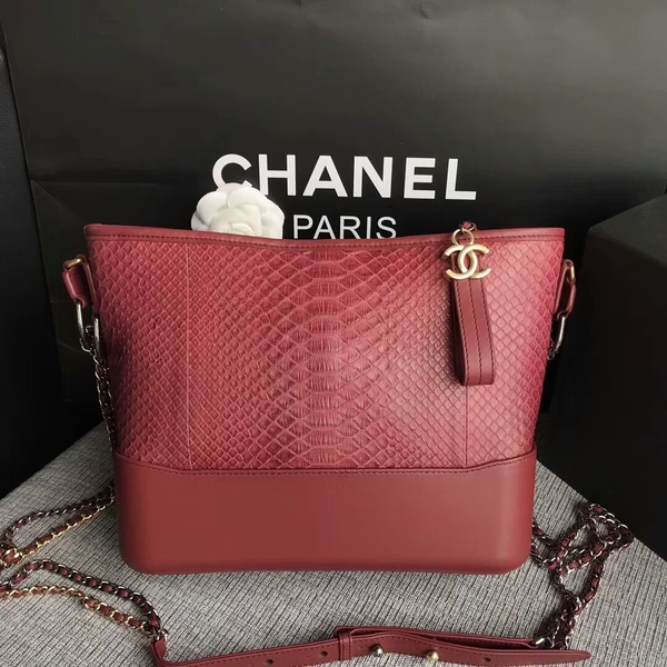 Chanel Gabrielle Shoulder Bag Original Python Leather A93842 Marroon