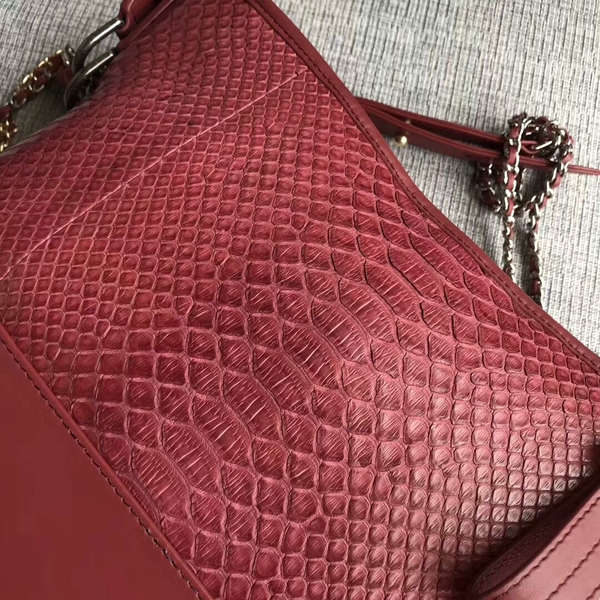Chanel Gabrielle Shoulder Bag Original Python Leather A93842 Marroon