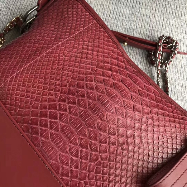 Chanel Gabrielle Shoulder Bag Original Python Leather A93842 Marroon