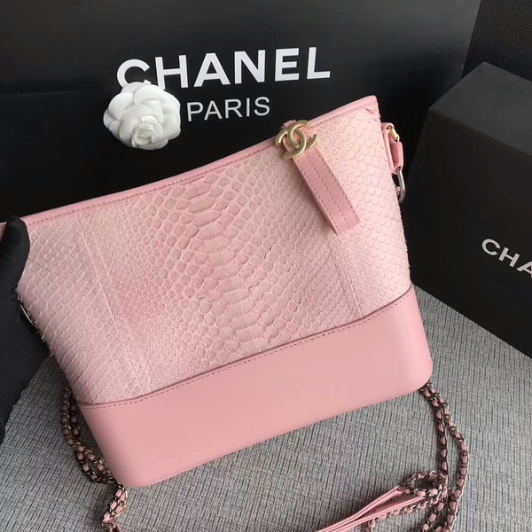 Chanel Gabrielle Shoulder Bag Original Python Leather A93842 Pink