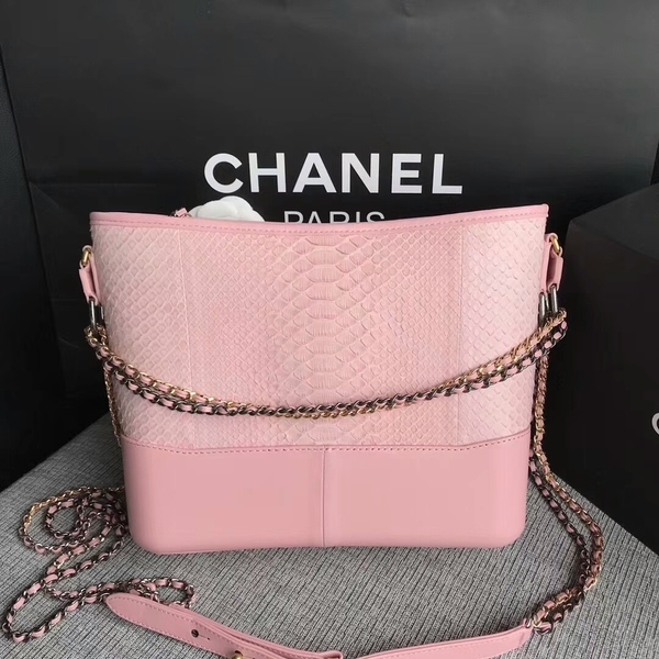 Chanel Gabrielle Shoulder Bag Original Python Leather A93842 Pink