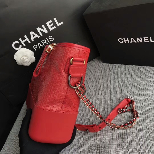 Chanel Gabrielle Shoulder Bag Original Python Leather A93842 Red