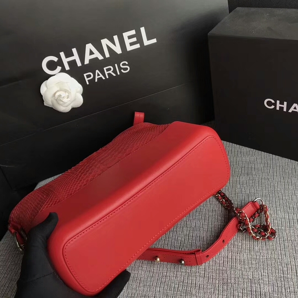 Chanel Gabrielle Shoulder Bag Original Python Leather A93842 Red