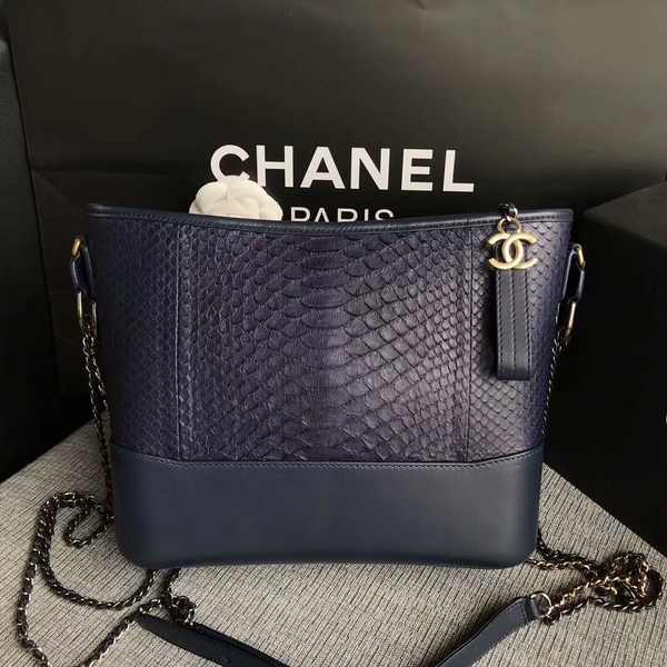 Chanel Gabrielle Shoulder Bag Original Python Leather A93842 Blue