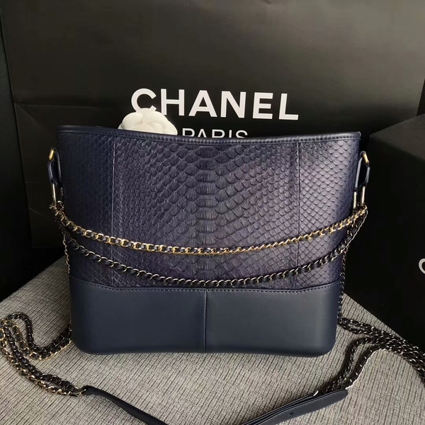 Chanel Gabrielle Shoulder Bag Original Python Leather A93842 Blue