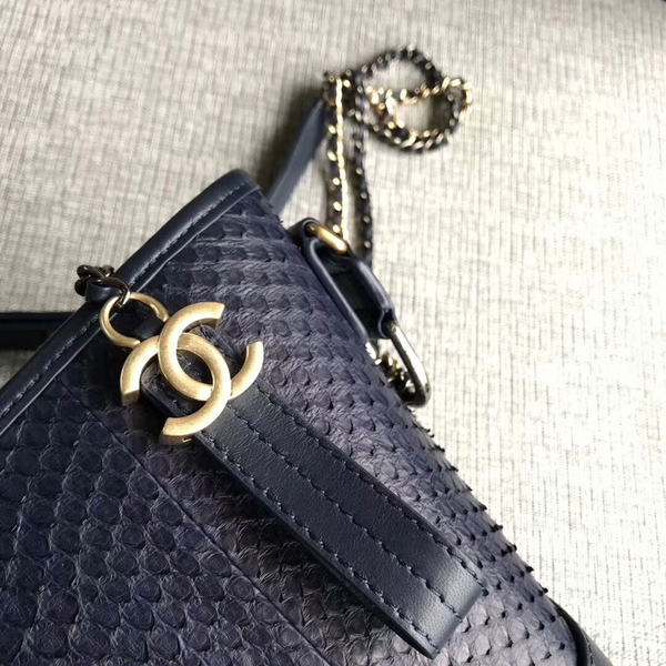 Chanel Gabrielle Shoulder Bag Original Python Leather A93842 Blue