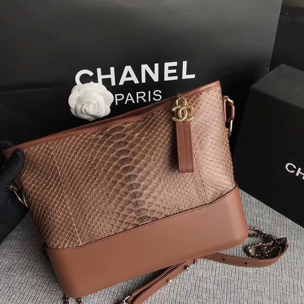 Chanel Gabrielle Shoulder Bag Original Python Leather A93842 Brown
