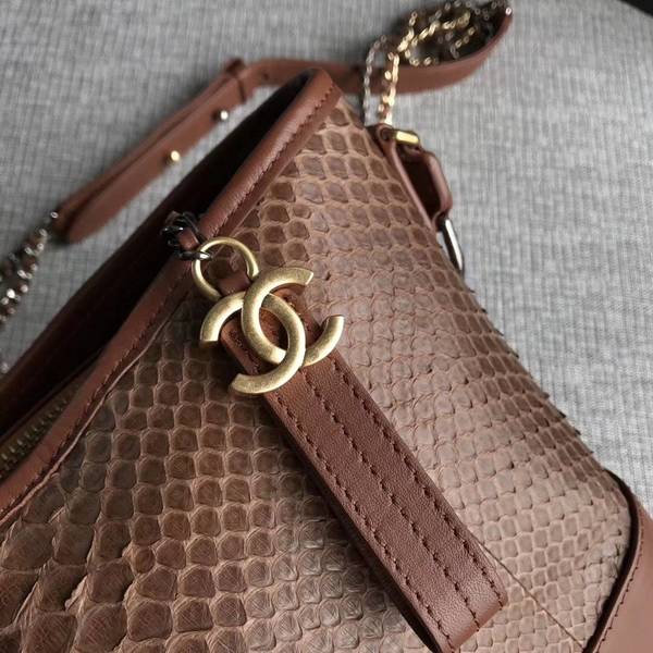 Chanel Gabrielle Shoulder Bag Original Python Leather A93842 Brown