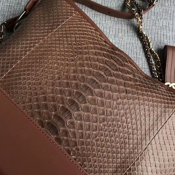 Chanel Gabrielle Shoulder Bag Original Python Leather A93842 Brown