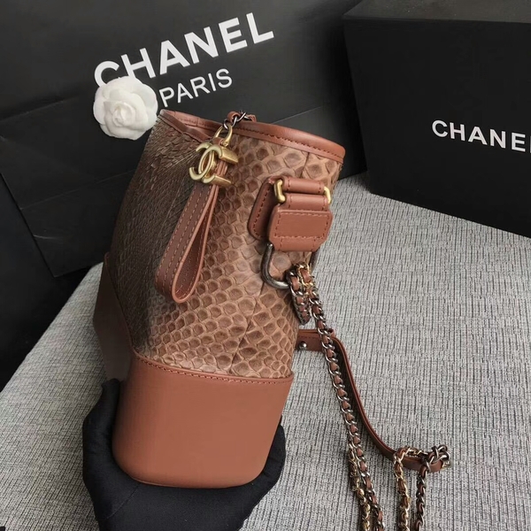 Chanel Gabrielle Shoulder Bag Original Python Leather A93842 Brown