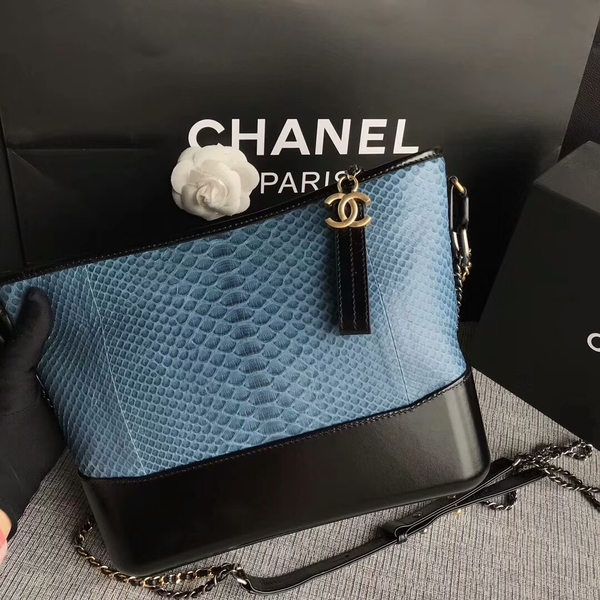 Chanel Gabrielle Shoulder Bag Original Python Leather A93842 Skyblue