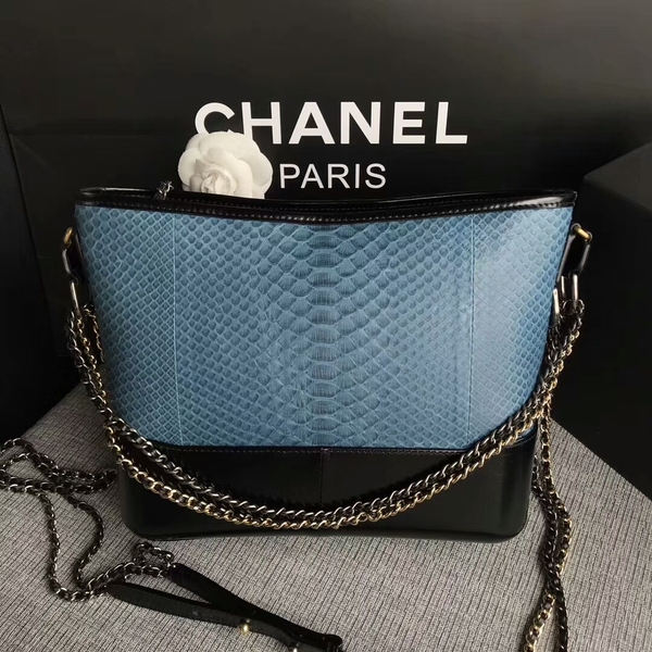 Chanel Gabrielle Shoulder Bag Original Python Leather A93842 Skyblue