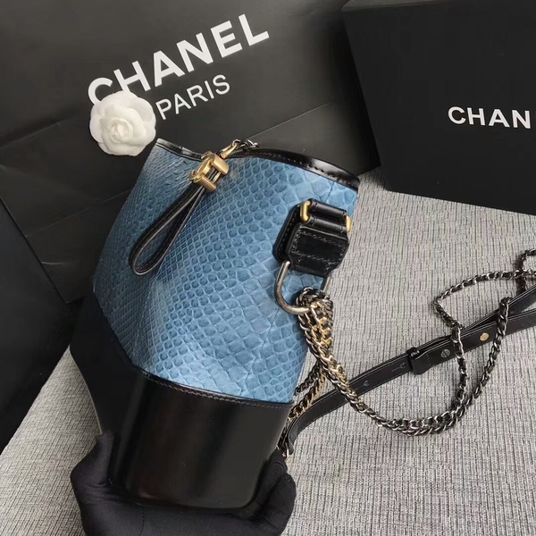 Chanel Gabrielle Shoulder Bag Original Python Leather A93842 Skyblue